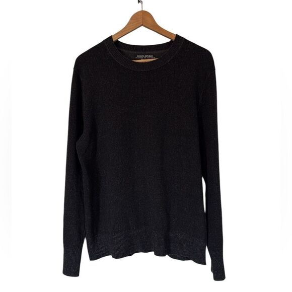 Banana Republic‎ Men's Italian Yarn Wool Sweater Large Black Merino Blend - Picture 1 of 9